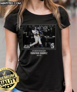 Hot Eugenio Suarez Seattle Mariners NLCS 2025 MLB postseason moment on ladies tee, showcasing fan apparel.