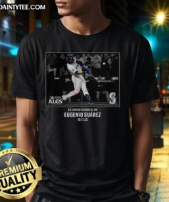 Hot Eugenio Surez Seattle Mariners NLCS 2025 MLB postseason moment T-shirt showcasing vibrant team colors and design.