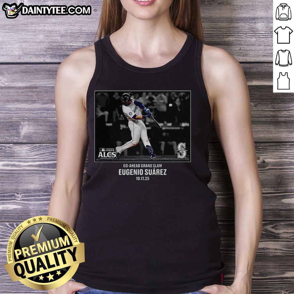 hot-eugenio-suarez-seattle-mariners-nlcs-2025-mlb-postseason-moment-tank-top Eugenio Suarez in a Seattle Mariners tank top celebrates a key moment in the 2025 MLB NLCS postseason.