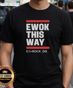 Hot Ewok This Way Rock On T-Shirt featuring a playful Ewok graphic and vibrant colors for Star Wars fans.