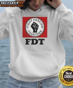 Hot Fight Fascism Together logo hoodie featuring a bold design promoting anti-fascism activism and unity.