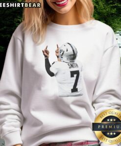 Alt Text: Hot Geno Smith Las Vegas Raiders Run The Table Throwback Sweatshirt featuring vibrant team colors and iconic design.
