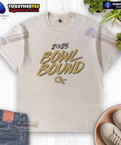 Alt Text: Hot Georgia Tech Yellow Jackets Football 2025 Bowl Bound washed t-shirt in vibrant colors, perfect for fans.