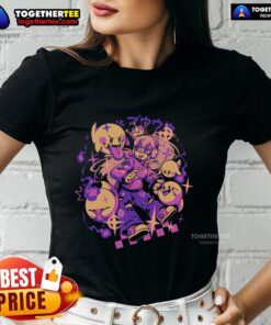 Hot Ghost Princess Gamer Boo retro anime tee for ladies featuring vibrant vaporwave style and playful gaming theme.