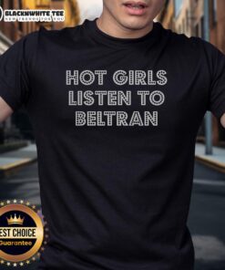 Hot girl wearing a stylish Beltran T-shirt, showcasing trendy fashion and vibrant colors in a casual setting.