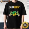 Hot Grinch Hands Love Subway Merry Christmas T-Shirt design featuring festive graphics and playful holiday spirit.