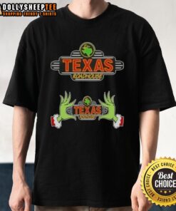 Hot Grinch Hands Love Texas Roadhouse Merry Christmas T-Shirt featuring a festive design perfect for holiday celebrations.