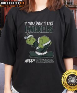 Hot Grinch X Green Bay Packers Christmas tee for ladies, perfect for fans who love the Packers and holiday humor.