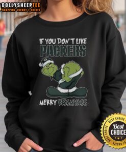 Hot Grinch x Green Bay Packers Merry Kiss My Ass 2025 Christmas Sweatshirt design featuring festive graphics.