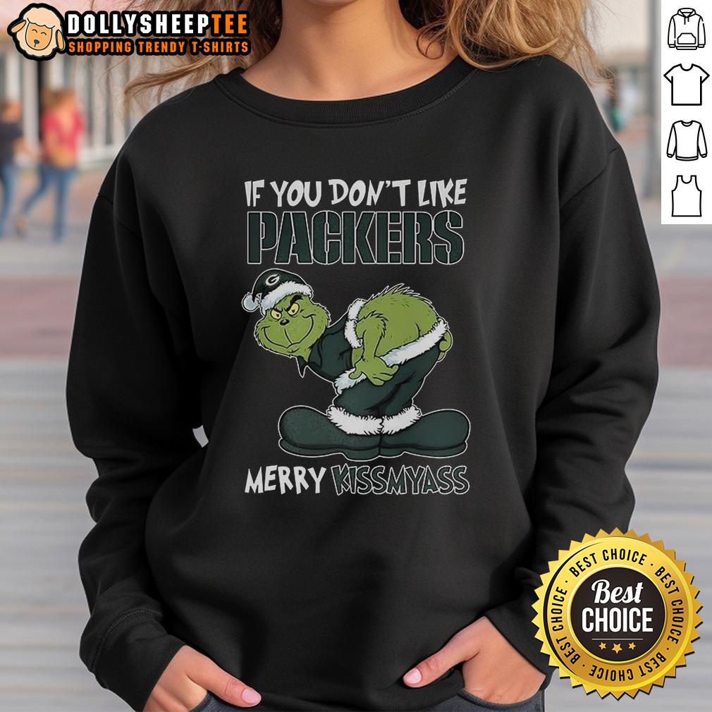 Hot Grinch X Green Bay Packerss If You Don't Like Packers Merry Kissmyass 2025 Christmas Sweatshirt Hot Grinch x Green Bay Packers Merry Kiss My Ass 2025 Christmas Sweatshirt design featuring festive graphics.