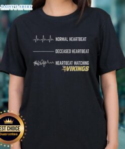 Hot Heartbeat Watching Minnesota Vikings Ladies Tee featuring vibrant team colors and stylish design for female fans.