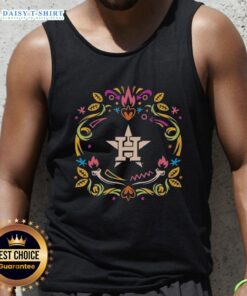 Alt Text: Hot Houston Astros Dia de los Muertos MLB celebration tank top featuring vibrant colors and festive designs.