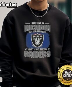 Cozy Raiders sweatshirt showcasing team spirit, perfect for Michigan fans on game day.