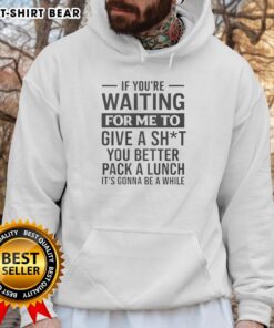 Funny hoodie with the quote 'If you're waiting for me to care, pack a lunch' for casual wear and humor lovers.