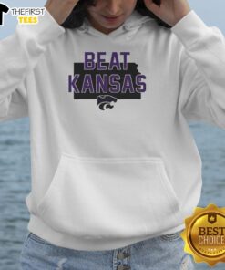 Hot Kansas State Wildcats beat Kansas slogan hoodie in purple, perfect for fans showcasing team pride.