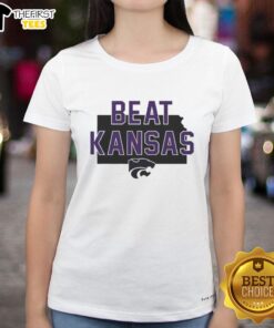 Hot Kansas State Wildcats Beat Kansas slogan ladies tee featuring vibrant team colors and stylish design.