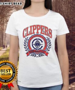 Vintage Los Angeles Clippers NBA logo on a stylish ladies tee, perfect for fans and fashion lovers alike.