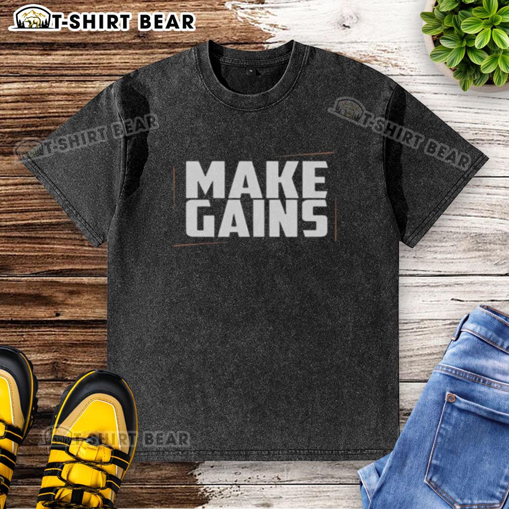 Hot Make Gains Gym Washed T Shirt Hot Make Gains Gym washed t-shirt in soft fabric, perfect for workouts and fitness enthusiasts.