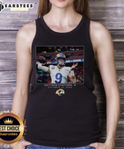 Matthew Stafford in a stylish tank top, representing the Los Angeles Rams during NFL Week 7, 2025.