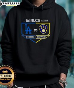 Hot Milwaukee Brewers vs Los Angeles Dodgers 2025 NLCS Matchup Hoodie featuring team colors and logos for fans.