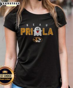Hot Missouri Tigers Football Beau Pribula Boo Ghost Halloween ladies tee featuring vibrant colors and festive design.