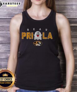 Hot Missouri Tigers football tank top featuring Beau Pribula and Boo the ghost for Halloween spirit.