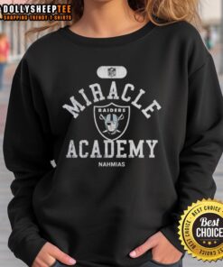 Hot NFL Las Vegas Raiders Miracle Academy Nahmias Sweatshirt in black, featuring bold team logo and stylish design.