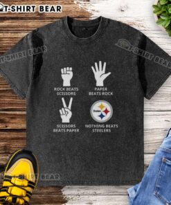 Alt Text: Pittsburgh Steelers Football logo on a trendy washed t-shirt, perfect for fans and casual wear.