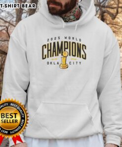 Hot OKC Thunder NBA Champions 2025 hoodie featuring Oklahoma City trophy design for fans and collectors.
