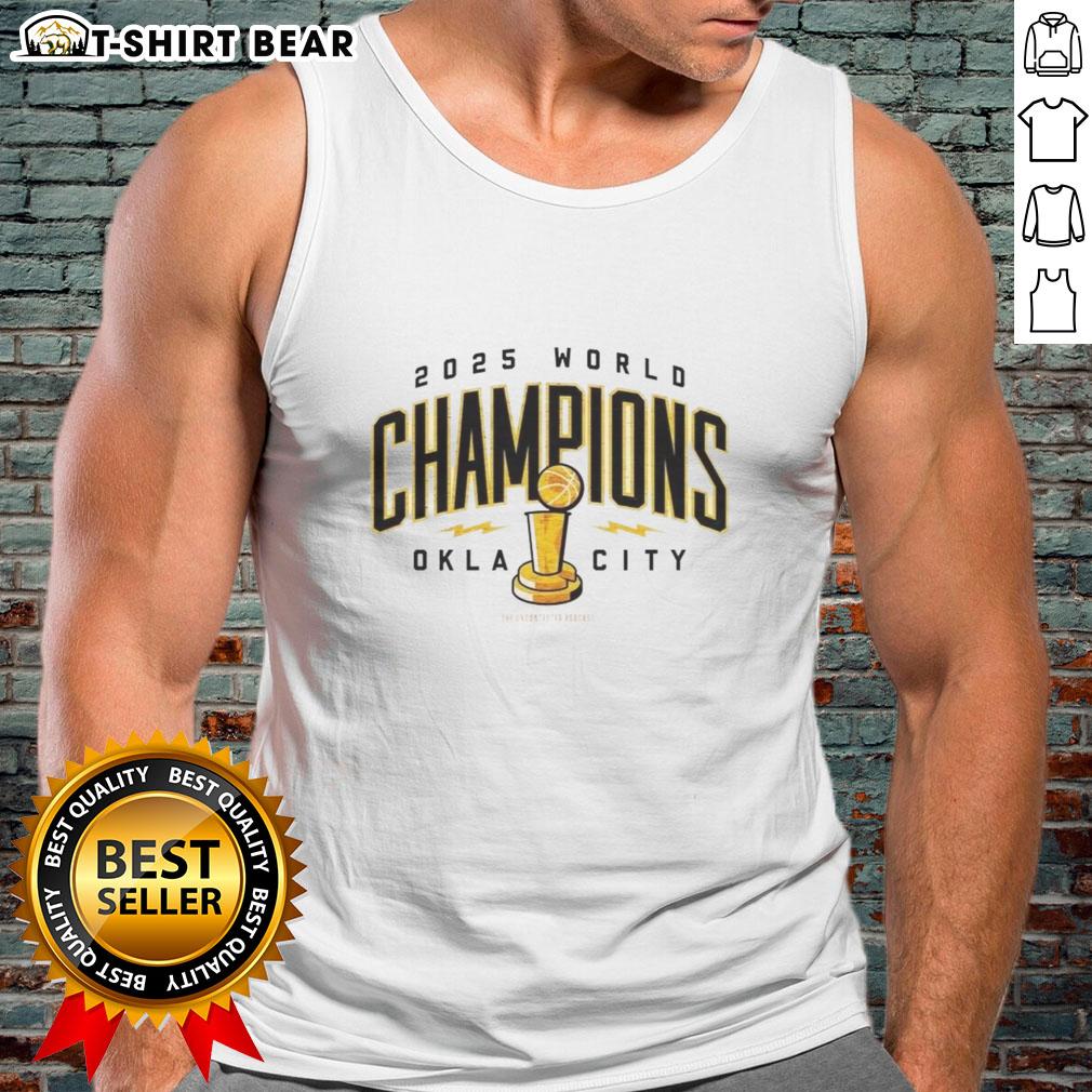 Hot Okc Thunder Nba Champions 2025 Okla City Trophy Tank Top Hot OKC Thunder NBA Champions 2025 tank top featuring trophy design, perfect for fans celebrating Oklahoma Citys victory.