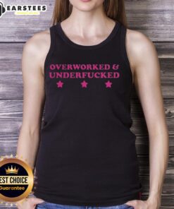Funny tank top featuring 'Hot Over Worked And Under F*ed' meme, perfect for casual wear and humor enthusiasts.