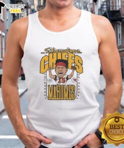 Hot Patrick Mahomes Kansas City Chiefs football caricature on a signature tank top, perfect for fans.
