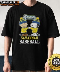 Alt Text: Hot Peanuts Charlie Brown and Snoopy Savannah Bananas baseball T-shirt, established 2016, perfect for fans and collectors.