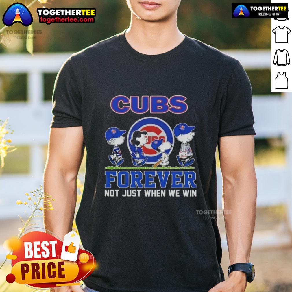 Hot Peanuts Snoopy And Friends X Chicago Cubs Forever Not Just When We Win T-Shirt Hot Peanuts Snoopy and Friends Chicago Cubs Forever T-Shirt design showcasing playful graphics for fans.