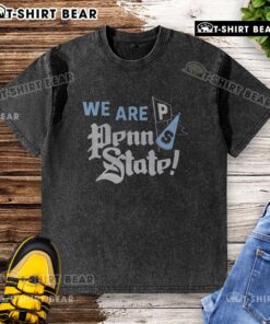 Vintage Penn State Nittany Lions varsity house washed t-shirt in navy blue, perfect for game day or casual wear.