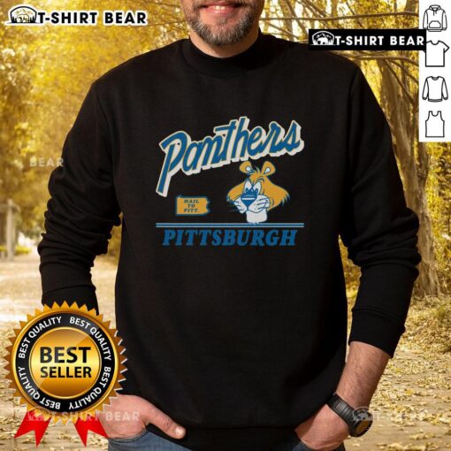 Alt Text: Vintage Pittsburgh Panthers Fly By Sweatshirt featuring bold team colors and logo, perfect for fans and collectors.
