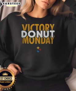 Hot Pittsburgh Steelers Football Victory Donut Monday Sweatshirt featuring team colors and logo, perfect for fans.