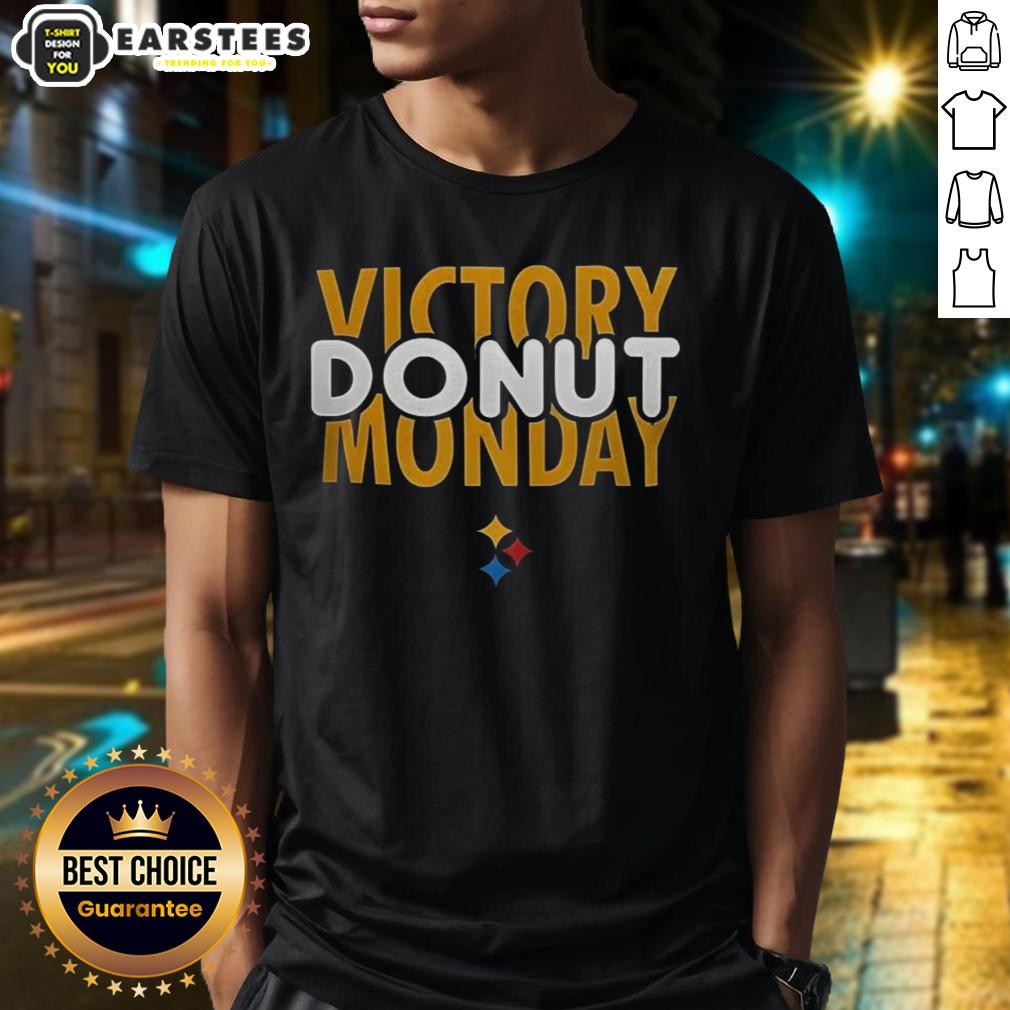 hot-pittsburgh-steelers-football-victory-donut-monday-t-shirt Hot Pittsburgh Steelers Football Victory Donut Monday T-Shirt featuring team colors and fun donut graphic for fans.