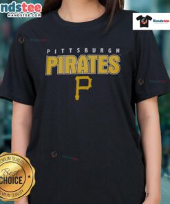 Alt Text: Hot Premium Pittsburgh Pirates Throwback Ladies Tee featuring vintage design and team colors for stylish fan apparel.