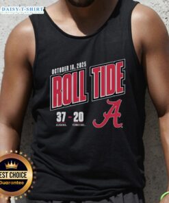 Hot Roll Tide Score 37-20 Alabama Crimson Tide vs Tennessee Volunteers 2025 tank top featuring vibrant team colors.