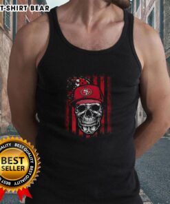 Hot San Francisco 49ers NFL skull tank top featuring American flag design for football lovers.