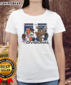 Hot Seattle Mariners vs Detroit Tigers AL Division Series 2025 Ladies Tee featuring team mascots and vibrant design.