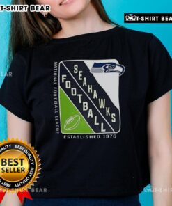 Hot Seattle Seahawks Ladies Tee, established 1976, perfect NFL fan apparel for game day and casual wear.