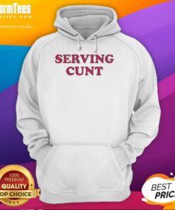 Trendy Hot Serving Cunt Hoodie displayed on a model, showcasing vibrant design and comfortable fit for casual wear.