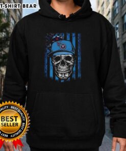 Alt Text: Hot Tennessee Titans NFL skull hoodie with American flag design, perfect for football lovers and team fans.