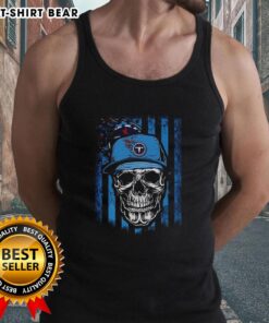 Hot Tennessee Titans NFL skull graphic tank top with American flag design for football lovers.
