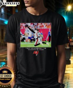 Hot Tez Johnson Tampa Bay Buccaneers NFL Week 6 T-Shirt featuring vibrant design and team colors for fans.