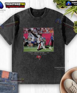 Hot Tez Johnson wearing a Tampa Bay Buccaneers washed t-shirt during NFL Week 6, 2025 game.