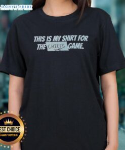 Ladies tee featuring 'Hot This Is My Shirt' design for Kansas City Chiefs game, perfect for football fans.