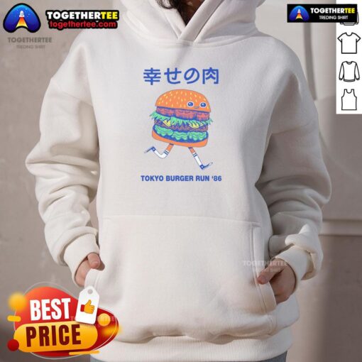 Stylish Hot Tokyo Burger Run 86 hoodie featuring vibrant graphics, perfect for casual wear and food lovers.